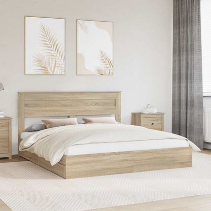 Opslag bed met lade Sonoma Eiken 180 x 200 cm Bewerkt hout