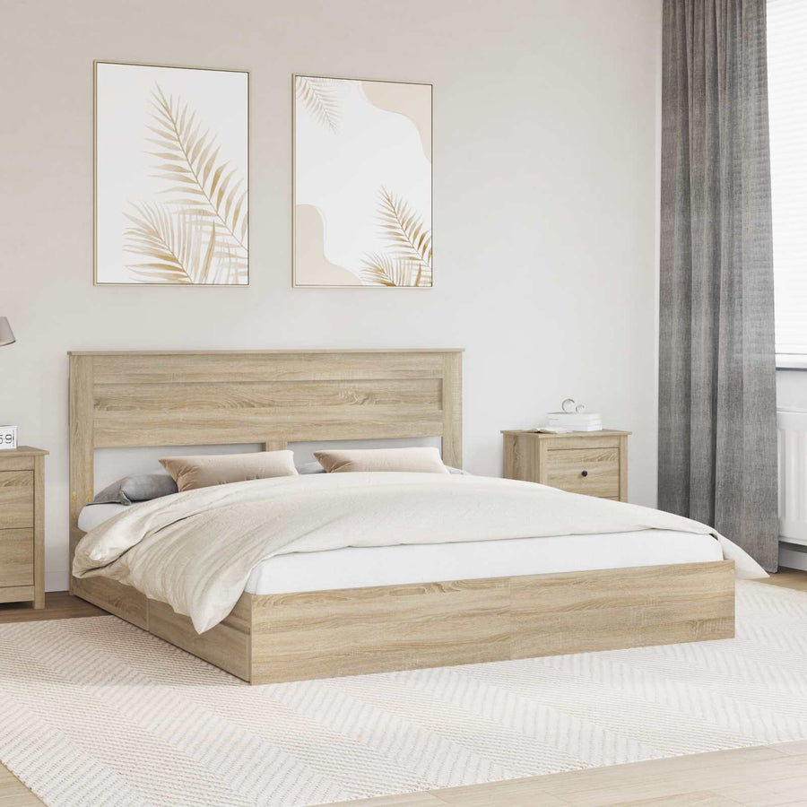 Opslag bed met lade Sonoma Eiken 180 x 200 cm Bewerkt hout