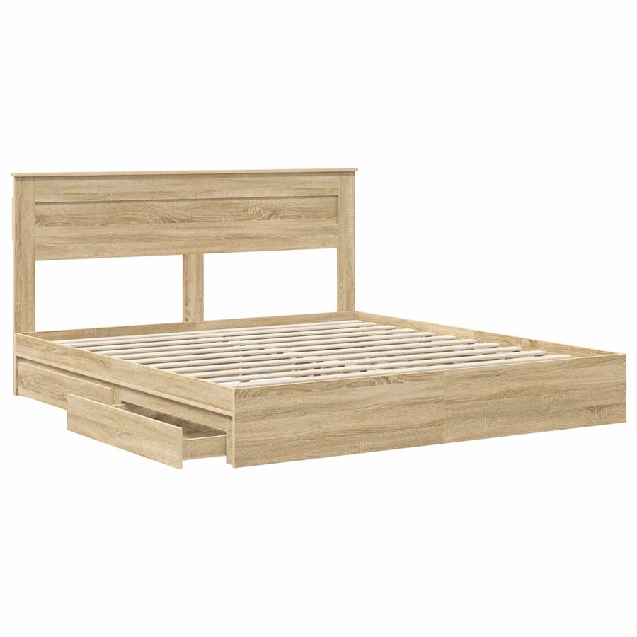 Opslag bed met lade Sonoma Eiken 180 x 200 cm Bewerkt hout
