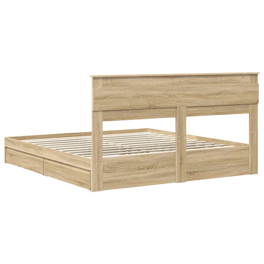 Opslag bed met lade Sonoma Eiken 180 x 200 cm Bewerkt hout