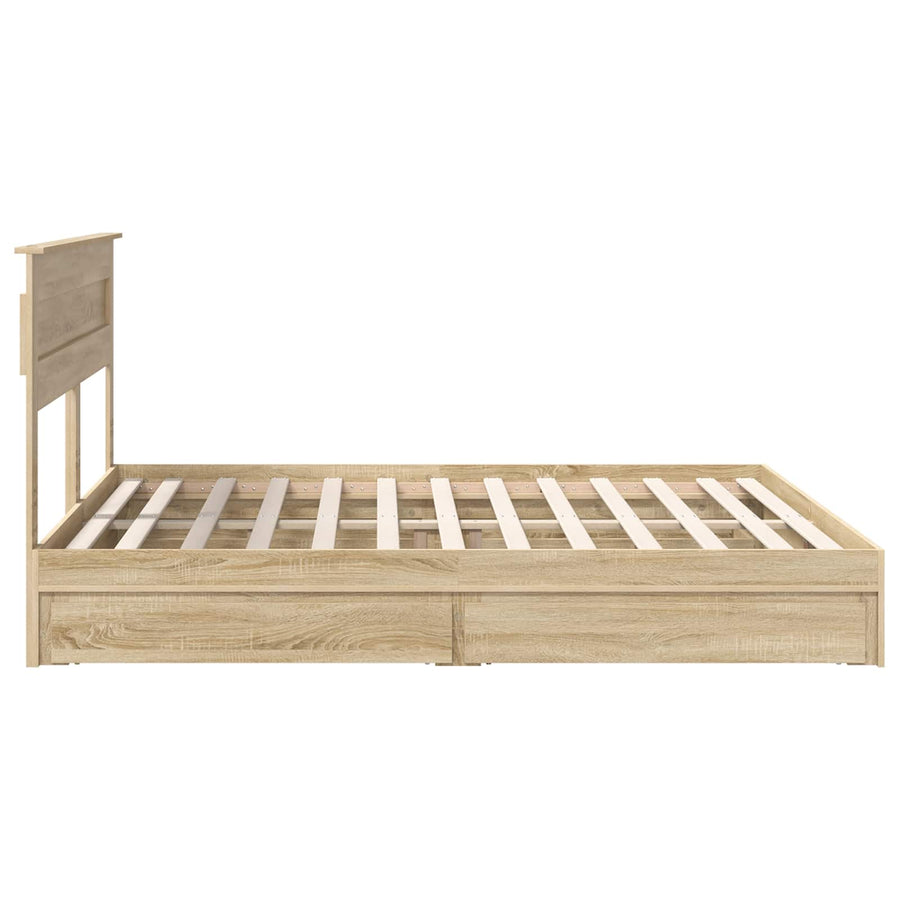 Opslag bed met lade Sonoma Eiken 180 x 200 cm Bewerkt hout