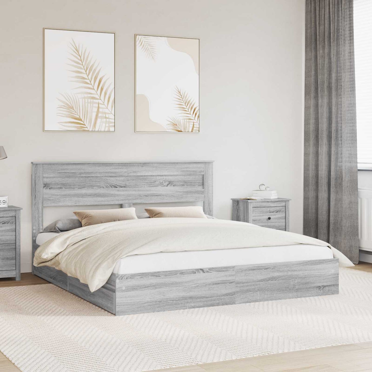 Bedframe met lade Grijs Sonoma 180 x 200 cm Bewerkt hout