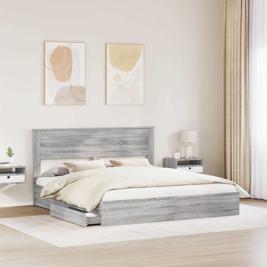 Bedframe met lade Grijs Sonoma 180 x 200 cm Bewerkt hout