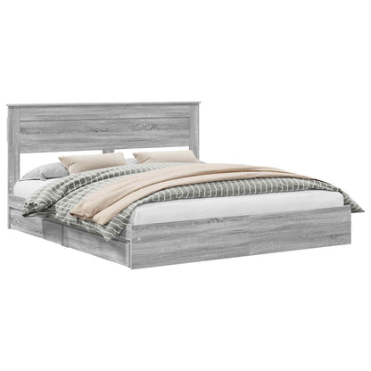 Bedframe met lade Grijs Sonoma 180 x 200 cm Bewerkt hout