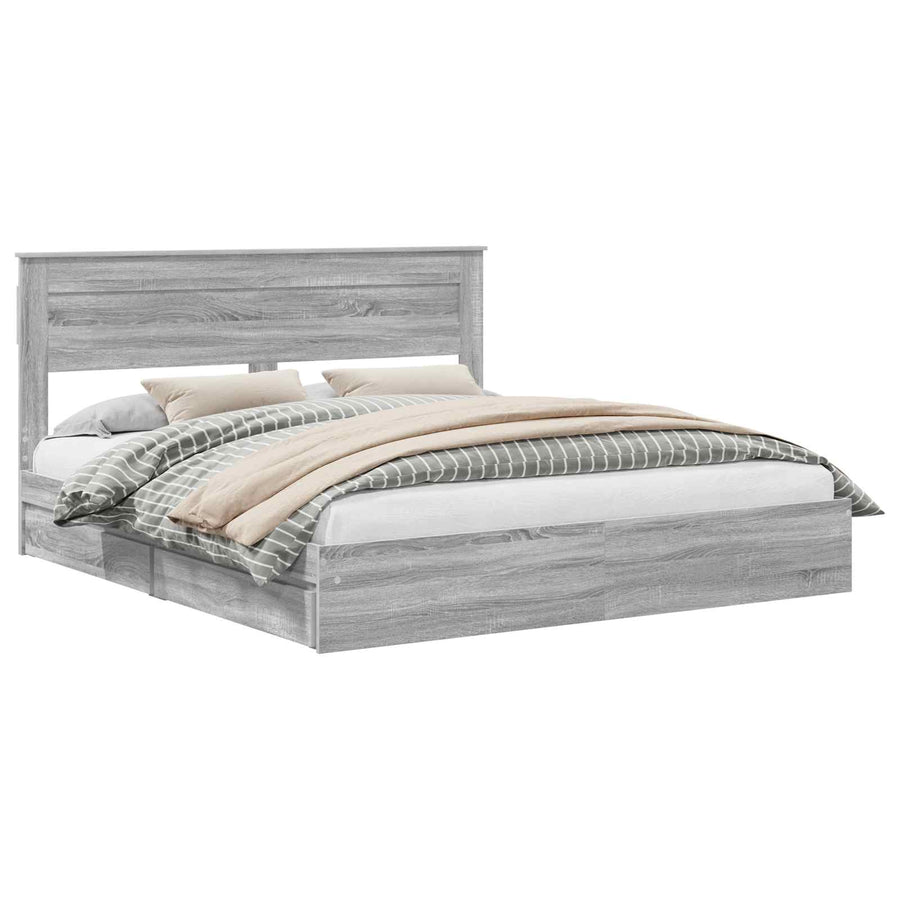 Bedframe met lade Grijs Sonoma 180 x 200 cm Bewerkt hout