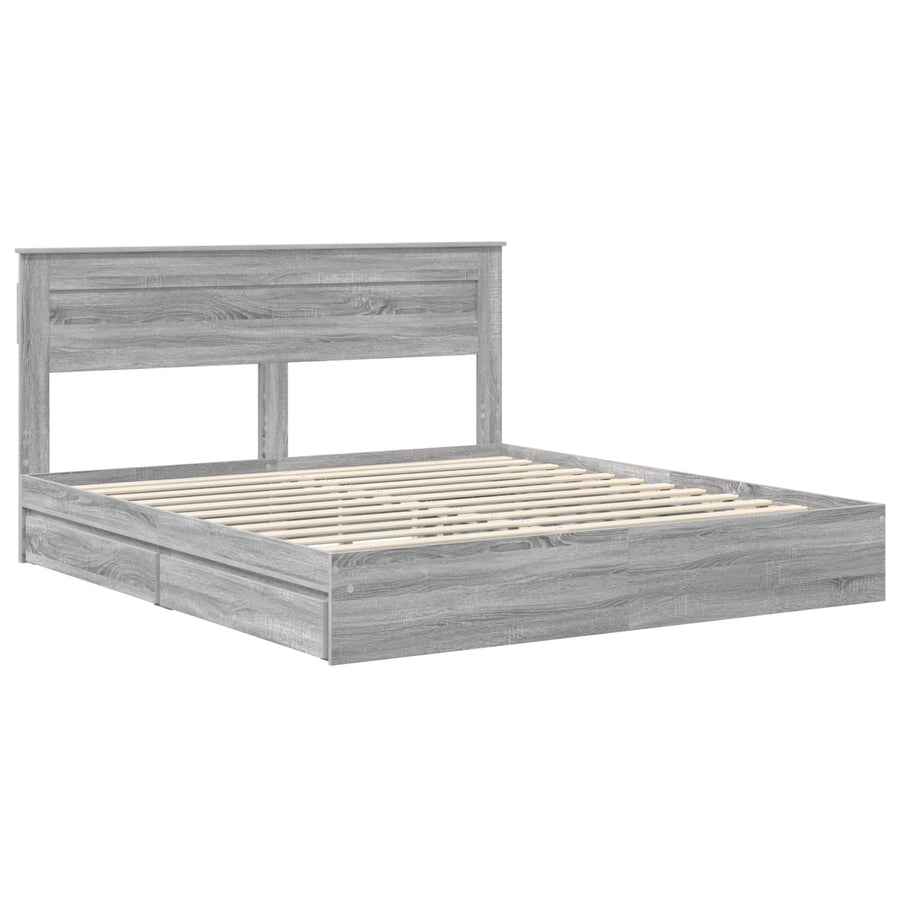 Bedframe met lade Grijs Sonoma 180 x 200 cm Bewerkt hout