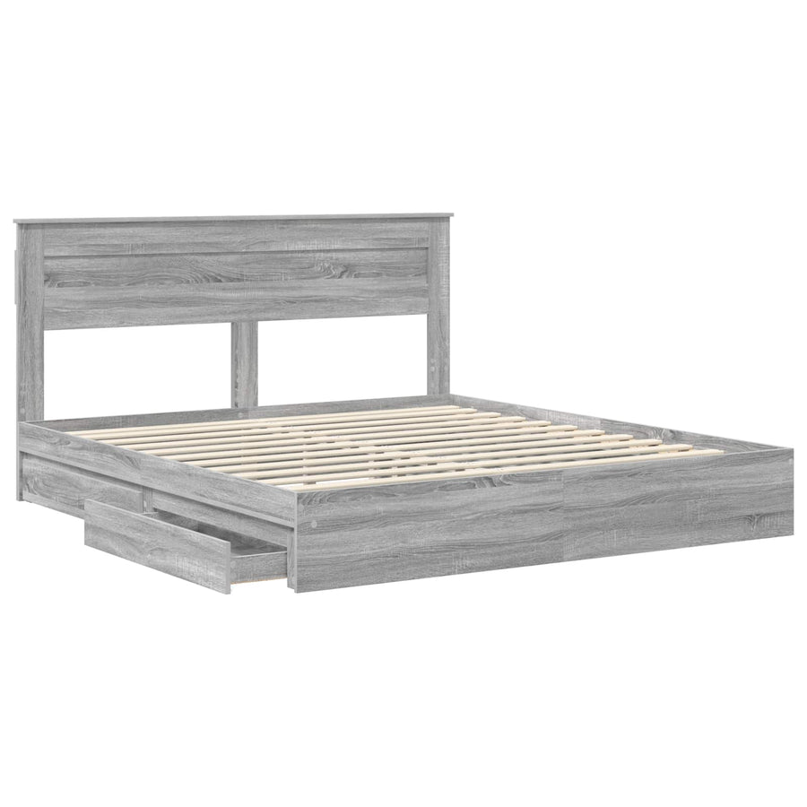 Bedframe met lade Grijs Sonoma 180 x 200 cm Bewerkt hout