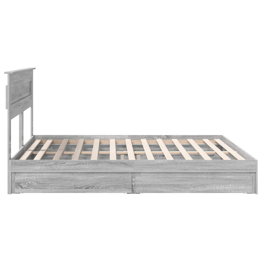 Bedframe met lade Grijs Sonoma 180 x 200 cm Bewerkt hout