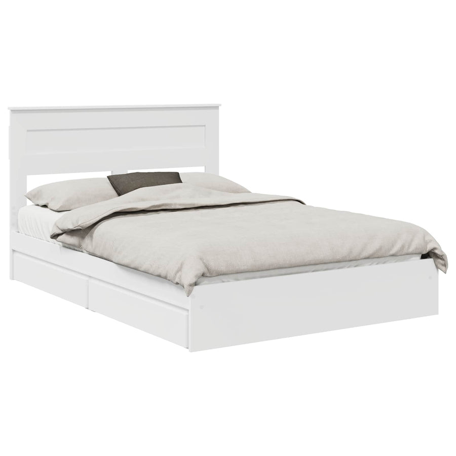 Opslag bed met hoofdeinde Wit 160 x 200 cm Bewerkt hout