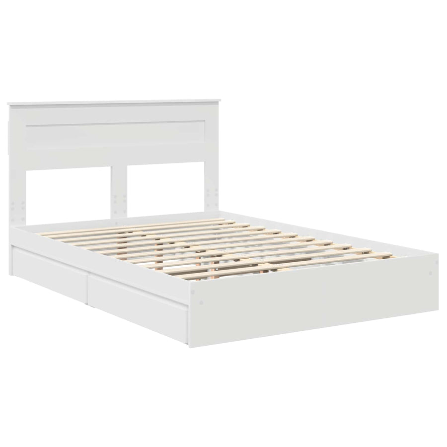 Opslag bed met hoofdeinde Wit 160 x 200 cm Bewerkt hout
