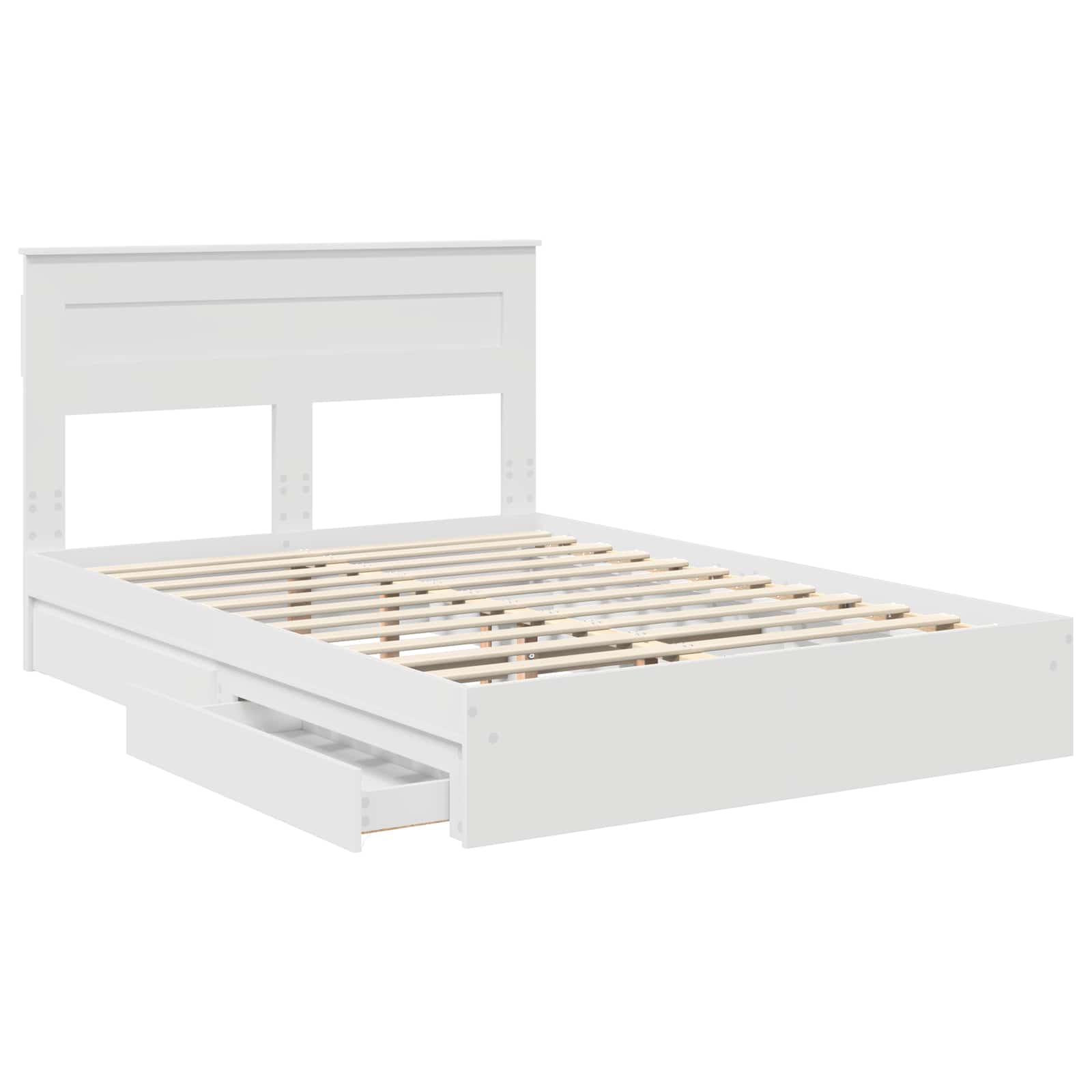 Opslag bed met hoofdeinde Wit 160 x 200 cm Bewerkt hout