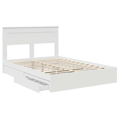 Opslag bed met hoofdeinde Wit 160 x 200 cm Bewerkt hout
