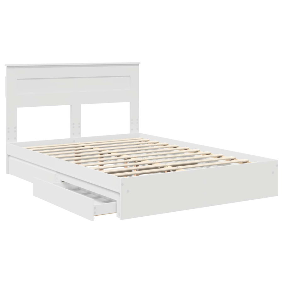 Opslag bed met hoofdeinde Wit 160 x 200 cm Bewerkt hout