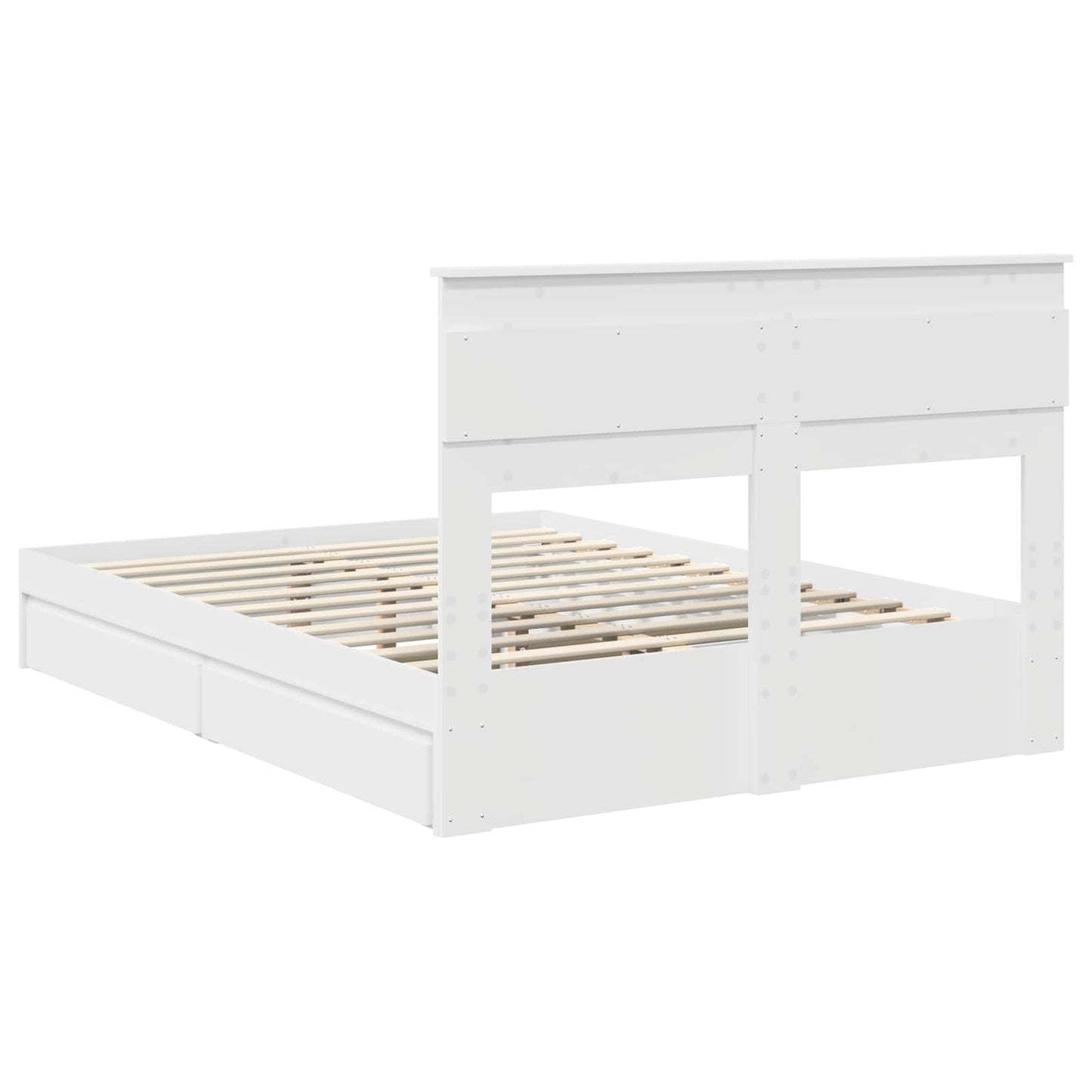 Opslag bed met hoofdeinde Wit 160 x 200 cm Bewerkt hout