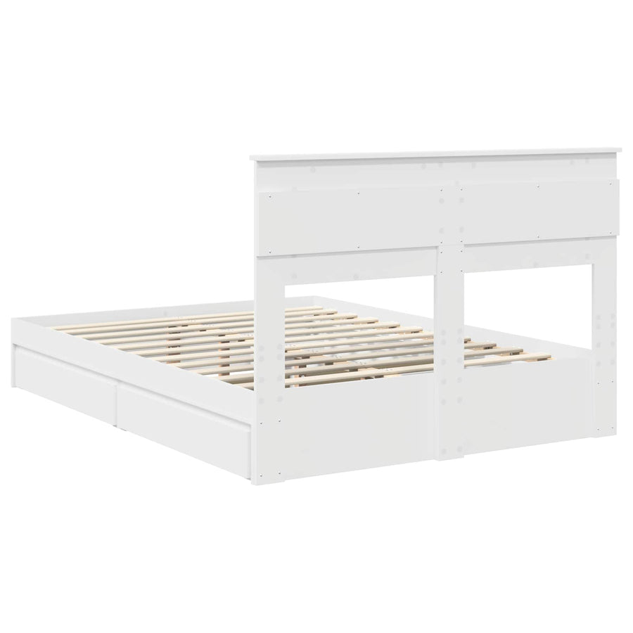 Opslag bed met hoofdeinde Wit 160 x 200 cm Bewerkt hout