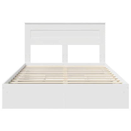 Opslag bed met hoofdeinde Wit 160 x 200 cm Bewerkt hout