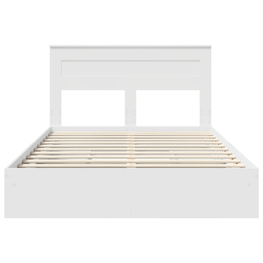 Opslag bed met hoofdeinde Wit 160 x 200 cm Bewerkt hout