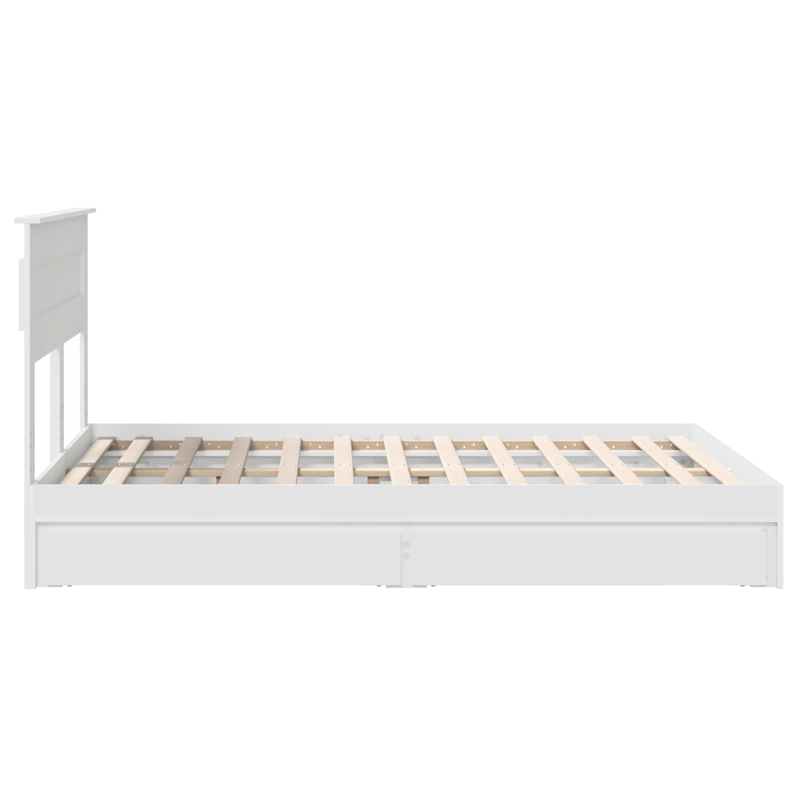 Opslag bed met hoofdeinde Wit 160 x 200 cm Bewerkt hout