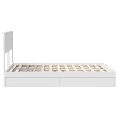 Opslag bed met hoofdeinde Wit 160 x 200 cm Bewerkt hout