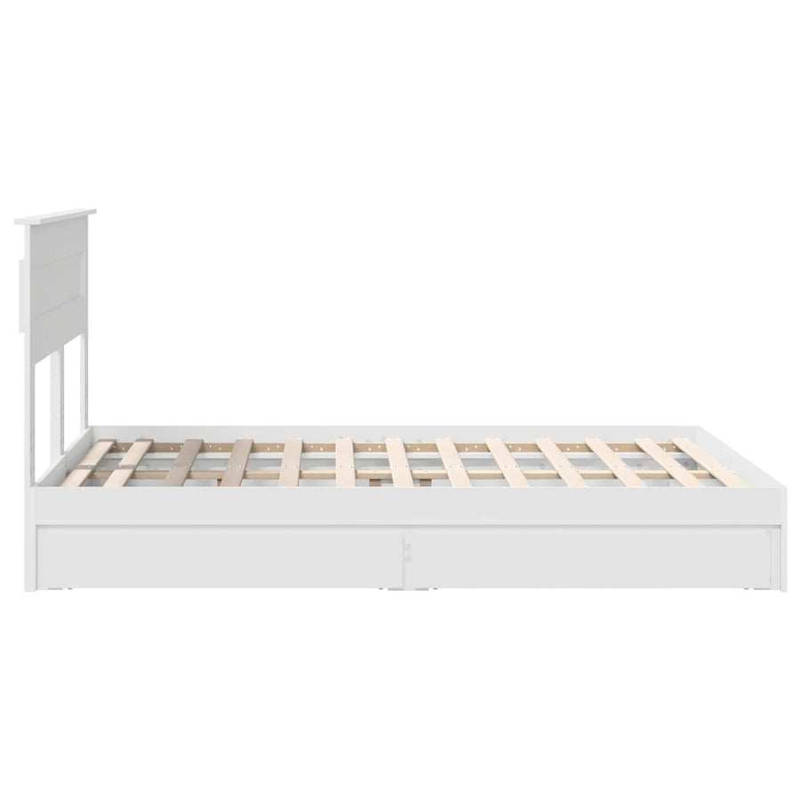 Opslag bed met hoofdeinde Wit 160 x 200 cm Bewerkt hout