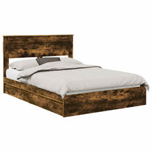 Opslag bed met lade Gerookt eiken 160 x 200 cm Bewerkt hout