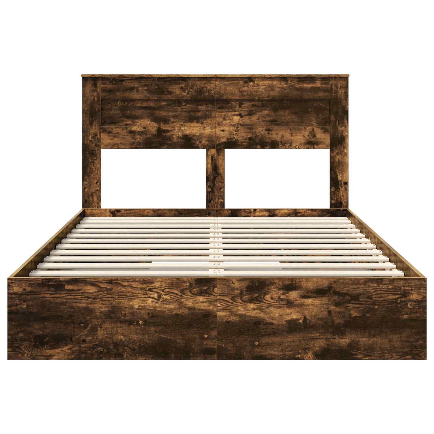 Opslag bed met lade Gerookt eiken 160 x 200 cm Bewerkt hout