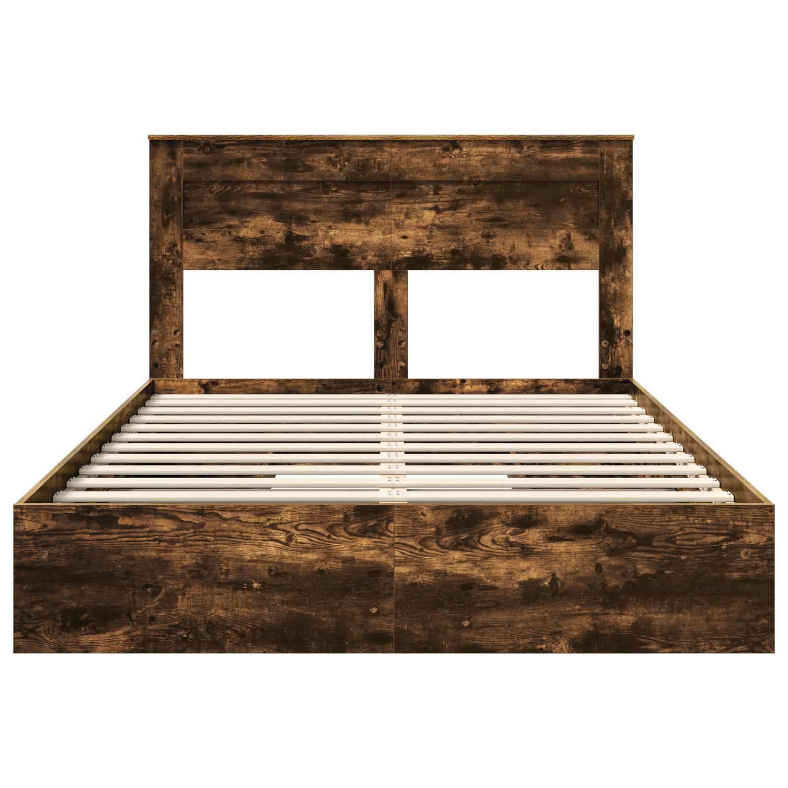 Opslag bed met lade Gerookt eiken 160 x 200 cm Bewerkt hout