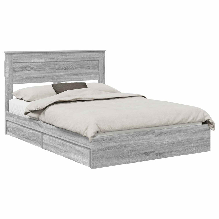 Bedframe met lade Grijs Sonoma 160 x 200 cm Bewerkt hout