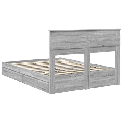 Bedframe met lade Grijs Sonoma 160 x 200 cm Bewerkt hout