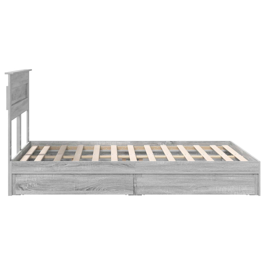 Bedframe met lade Grijs Sonoma 160 x 200 cm Bewerkt hout