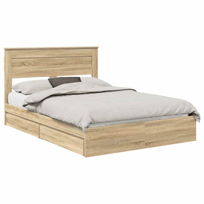Bedframe met lade Sonoma Eiken 150 x 200 cm Bewerkt hout
