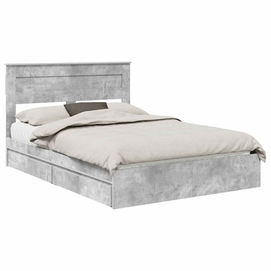 Bedframe met lade Beton Grijs 150 x 200 cm Bewerkt hout