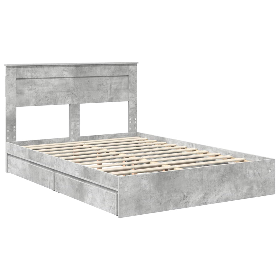 Bedframe met lade Beton Grijs 150 x 200 cm Bewerkt hout