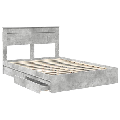 Bedframe met lade Beton Grijs 150 x 200 cm Bewerkt hout