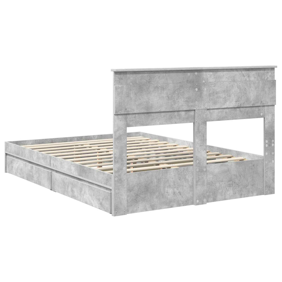Bedframe met lade Beton Grijs 150 x 200 cm Bewerkt hout