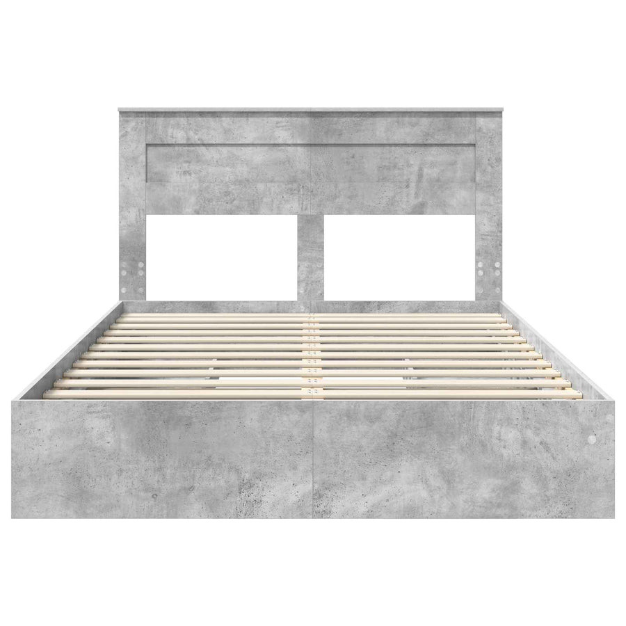Bedframe met lade Beton Grijs 150 x 200 cm Bewerkt hout
