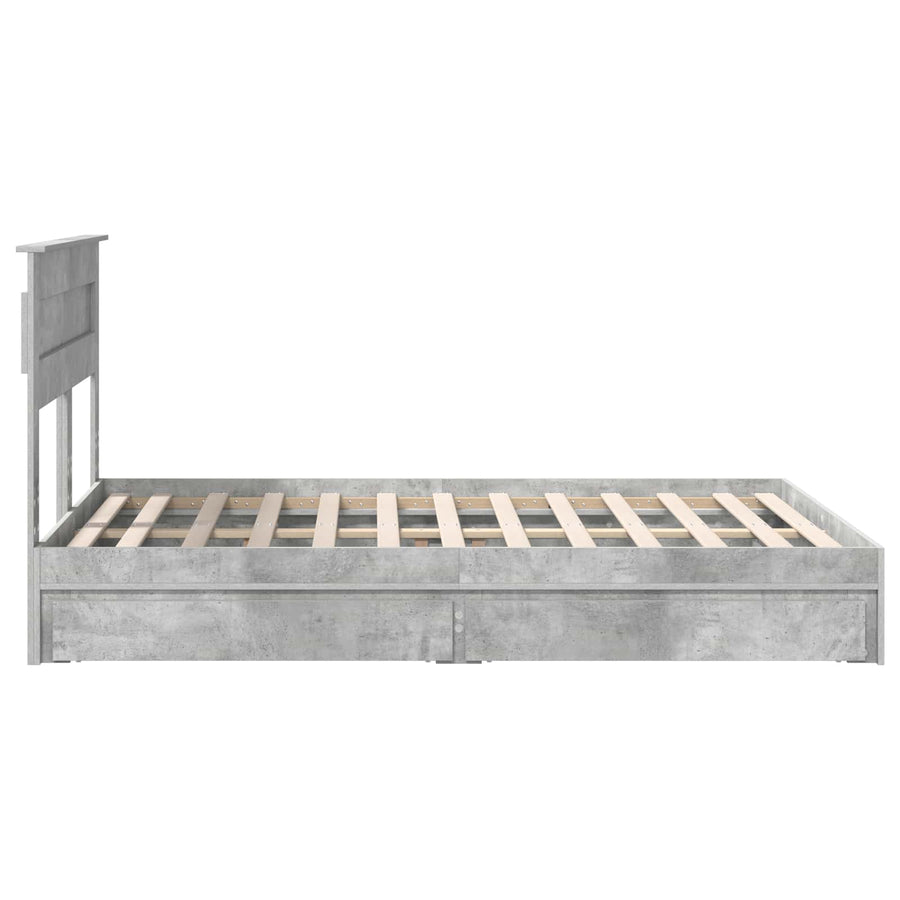 Bedframe met lade Beton Grijs 150 x 200 cm Bewerkt hout