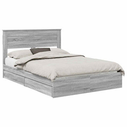 Bedframe met lade Grijs Sonoma 150 x 200 cm Bewerkt hout