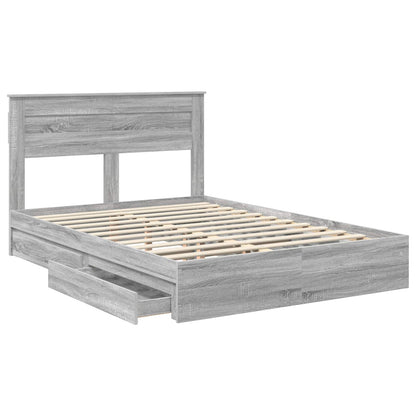 Bedframe met lade Grijs Sonoma 150 x 200 cm Bewerkt hout