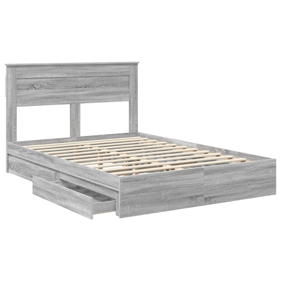 Bedframe met lade Grijs Sonoma 150 x 200 cm Bewerkt hout