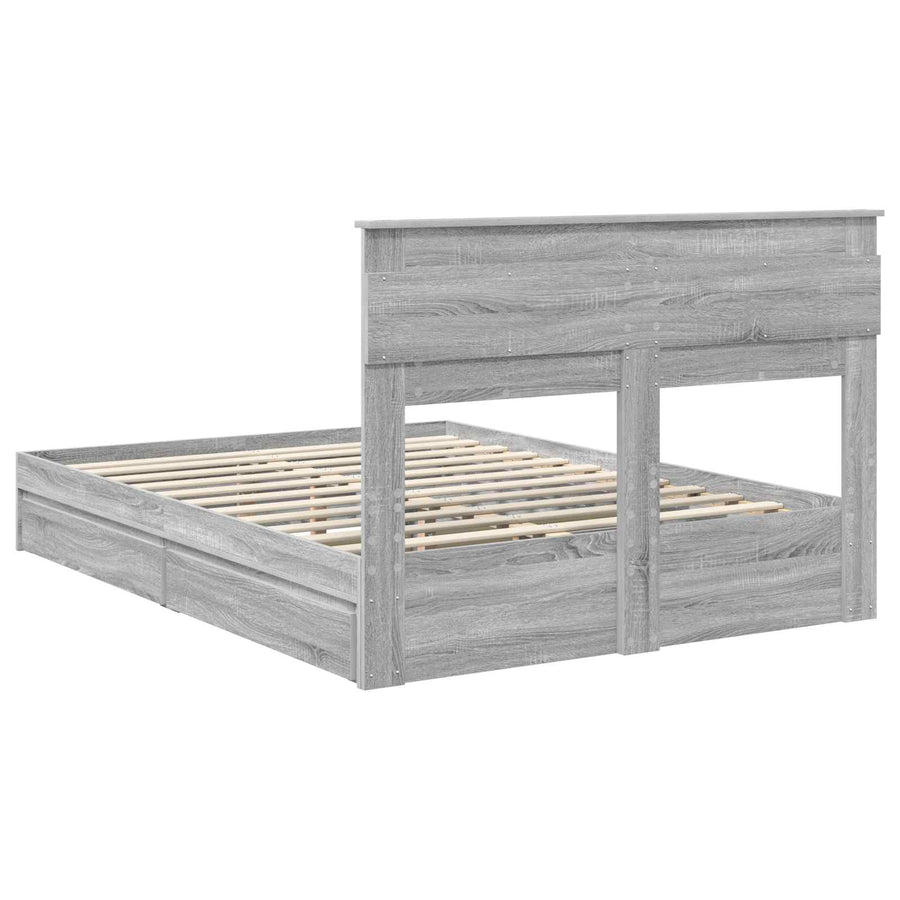 Bedframe met lade Grijs Sonoma 150 x 200 cm Bewerkt hout