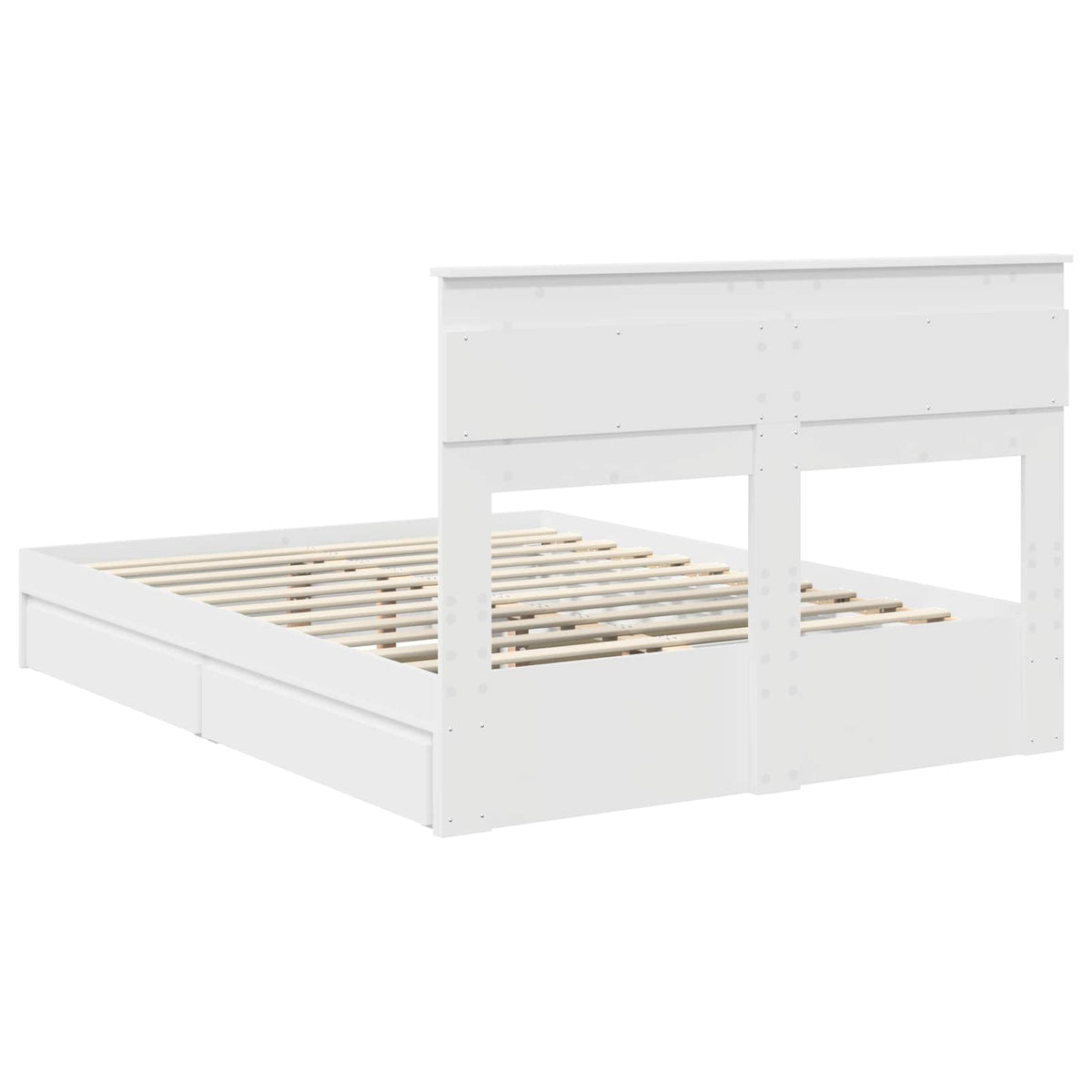 Opslag bed met hoofdeinde Wit 140 x 190 cm Bewerkt hout