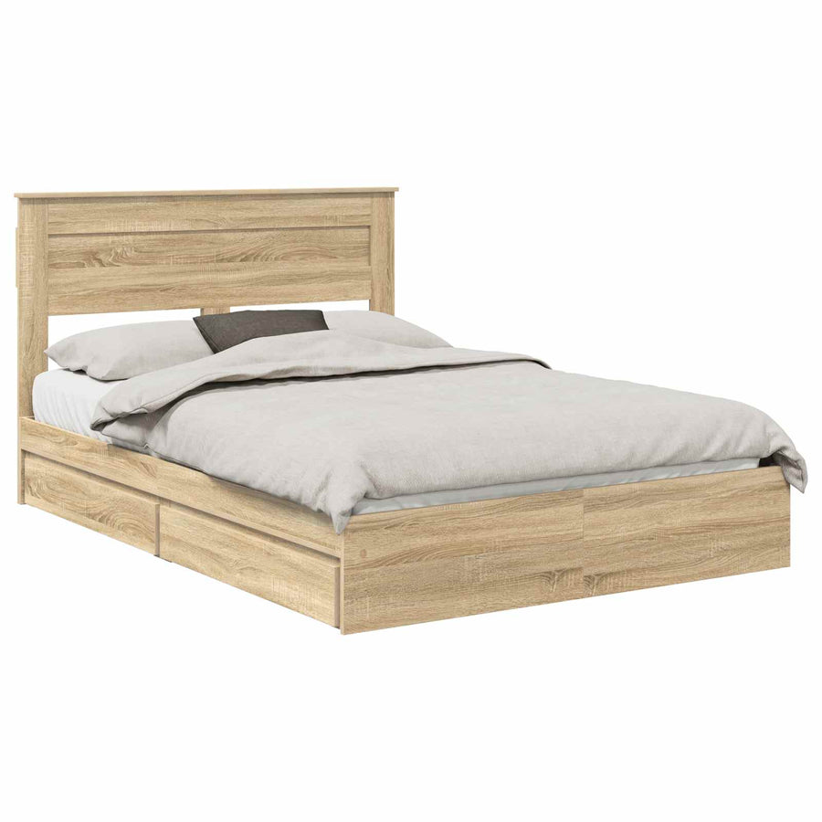 Opslag bed met lade Sonoma Eiken 140 x 200 cm Bewerkt hout