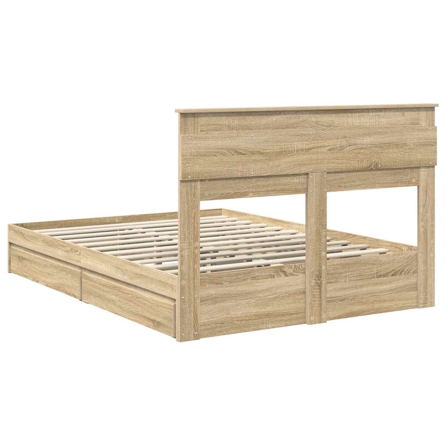 Opslag bed met lade Sonoma Eiken 140 x 200 cm Bewerkt hout