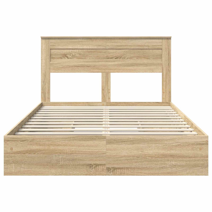 Opslag bed met lade Sonoma Eiken 140 x 200 cm Bewerkt hout