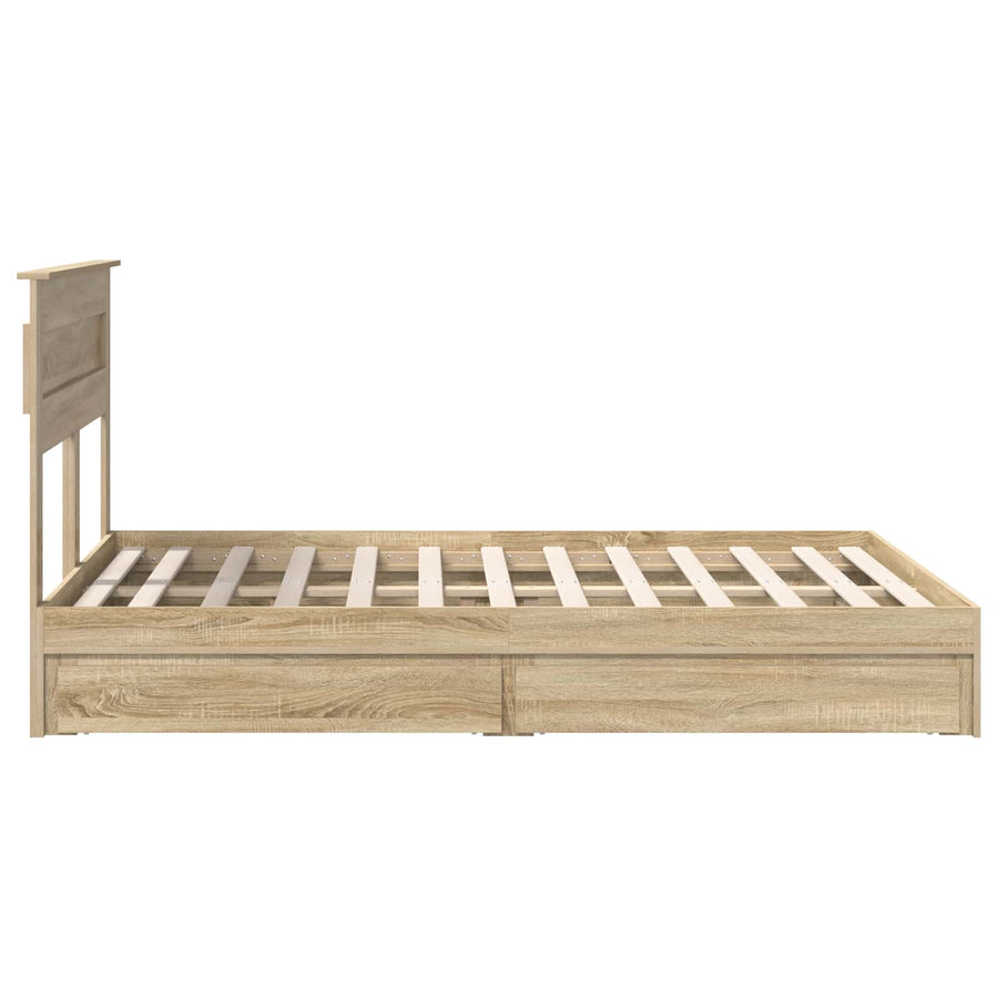 Opslag bed met lade Sonoma Eiken 140 x 200 cm Bewerkt hout