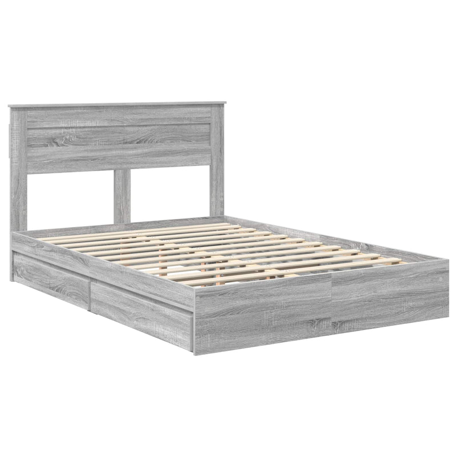 Bedframe met lade Grijs Sonoma 140 x 200 cm Bewerkt hout