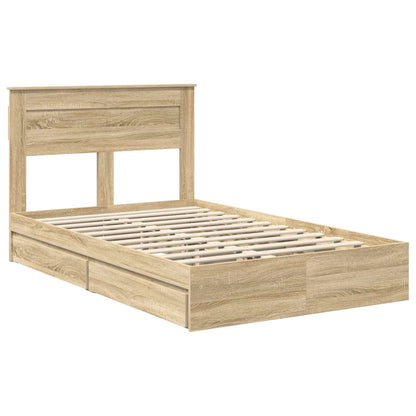 Opslag bed met lade Sonoma Eiken 135 x 190 cm Bewerkt hout