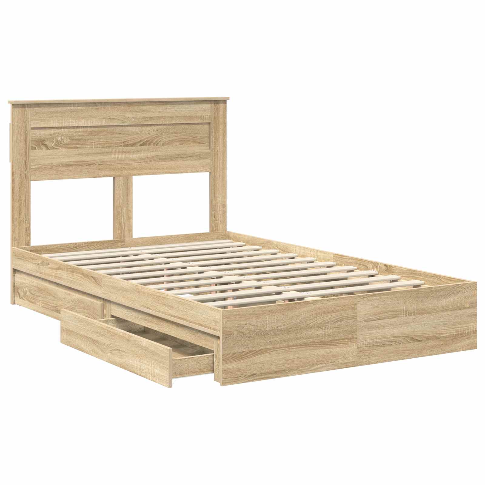 Opslag bed met lade Sonoma Eiken 135 x 190 cm Bewerkt hout