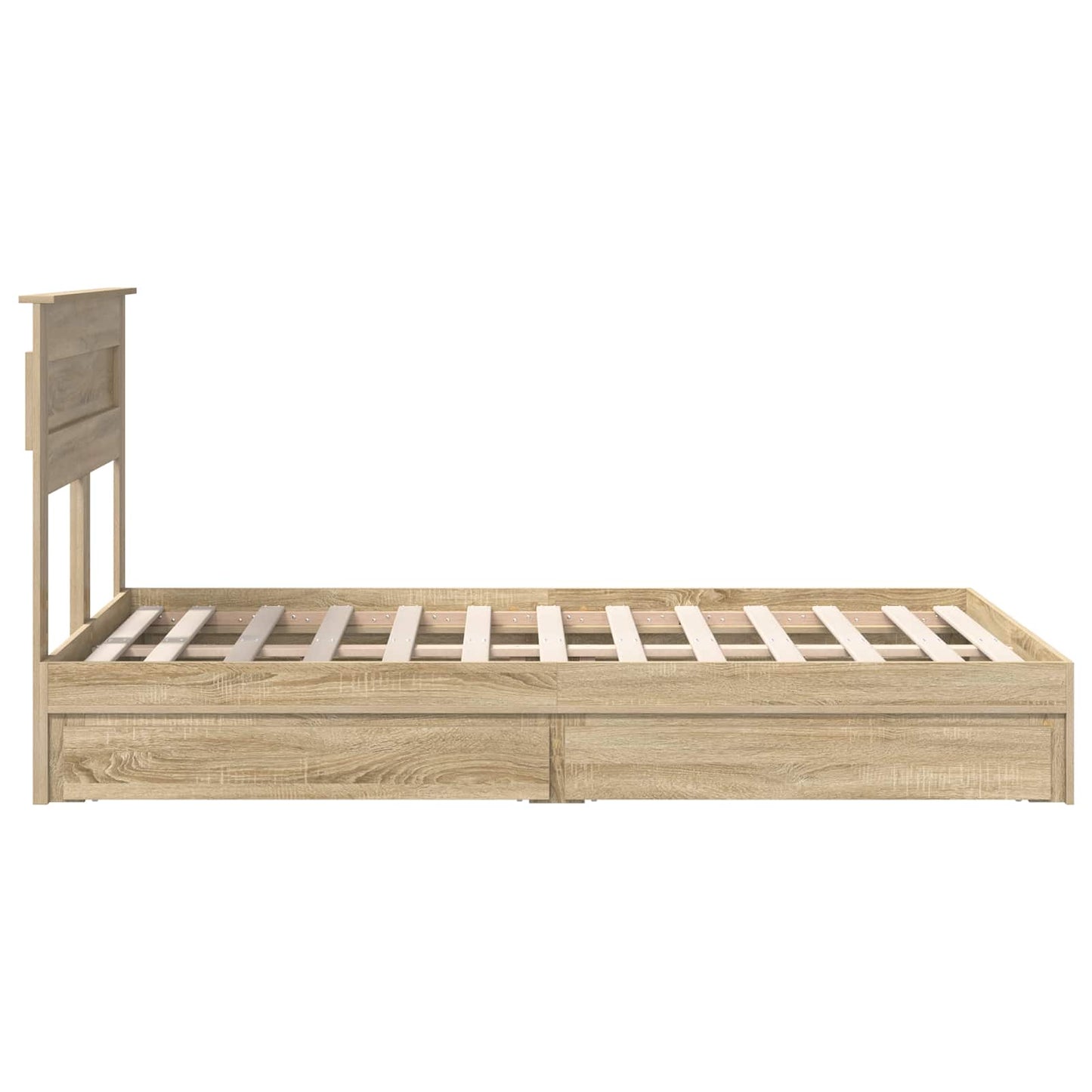 Opslag bed met lade Sonoma Eiken 135 x 190 cm Bewerkt hout